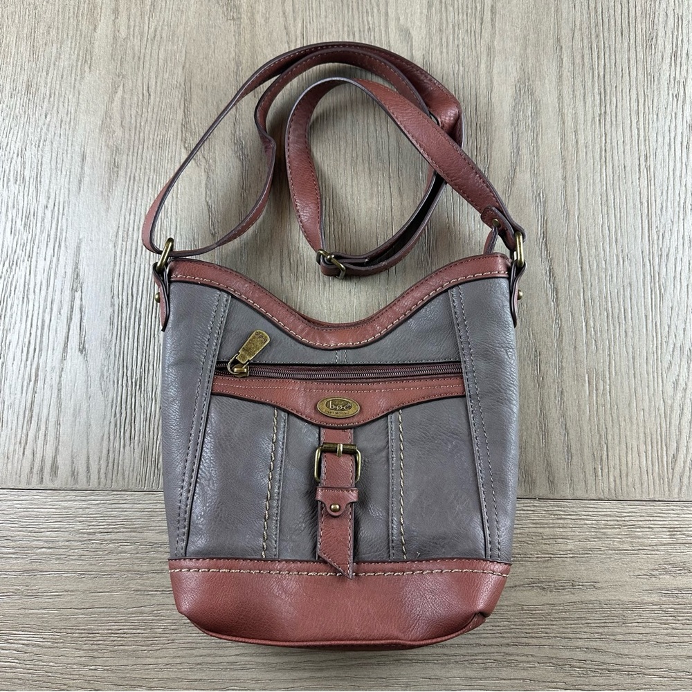 BOC Born Concept Small Crossbody Bag Gray Brown Faux Leather Purse